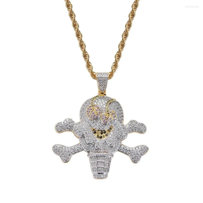 Pendant Necklaces Hip Hop Jewelry 18k Gold Plated Zirconia Simulated Diamond Iced Out Chain Pirate Cream Necklace For Men Charm Gifts