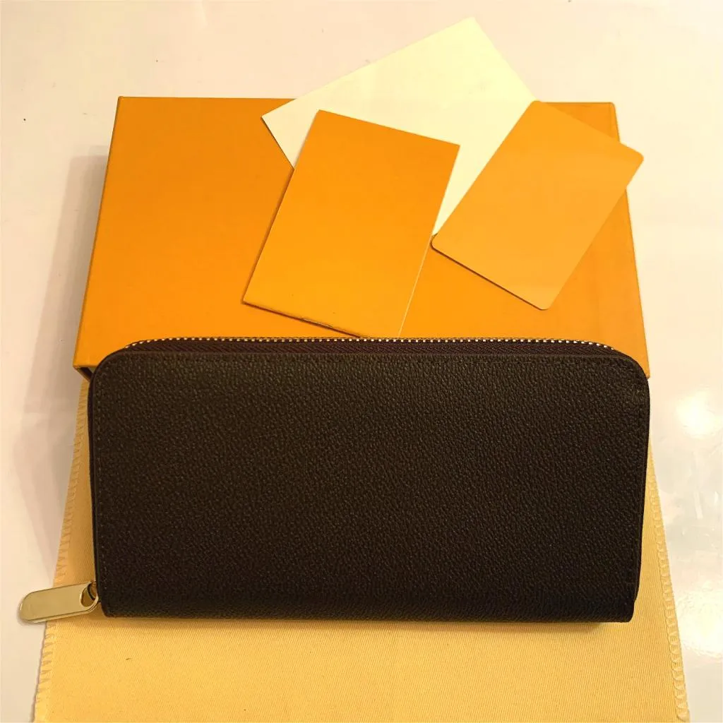 2022 TOP Borse da sera Moda donna pochette portafoglio portafoglio in pelle pu portafogli con cerniera singola borsa da donna lunga classica con carta scatola arancione 60017