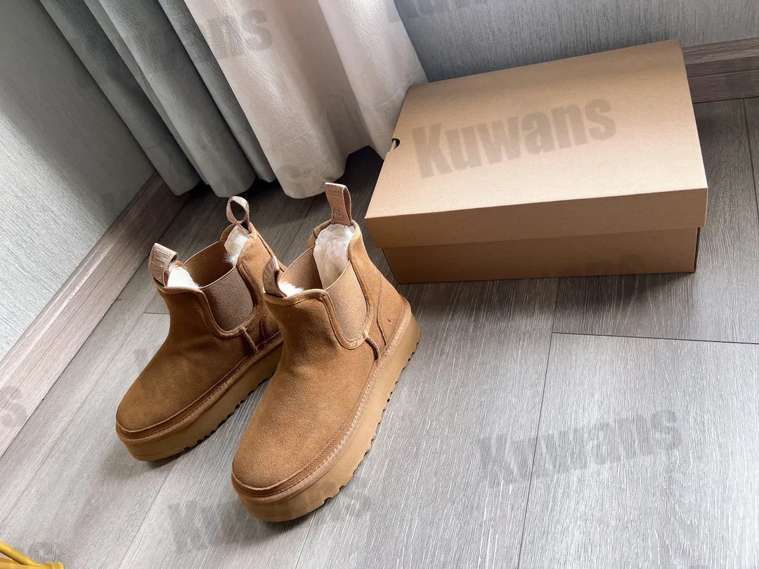 Chelsea Boots For Women Suede Leather Classic Mini Winter Furry