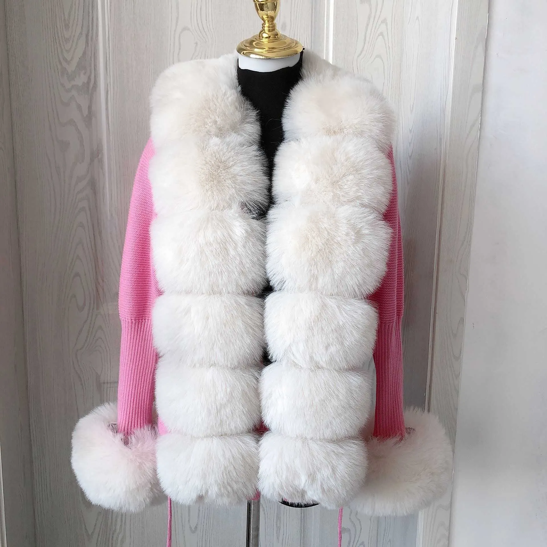 Faux fur collar sweater vest best sale
