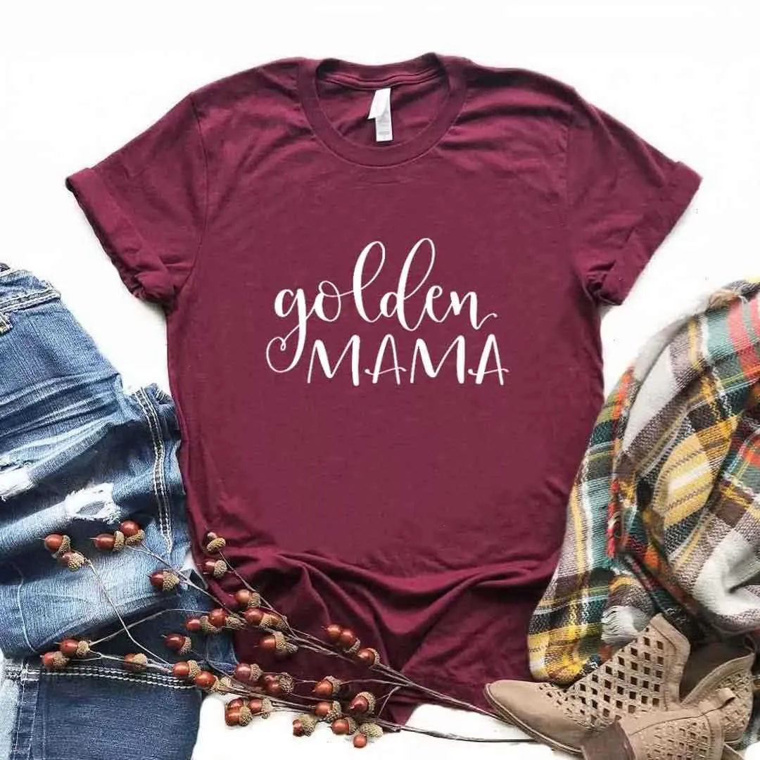 Camiseta divertida informal con estampado de mamá dorada para mujer, camiseta para chica Yong, camiseta R050