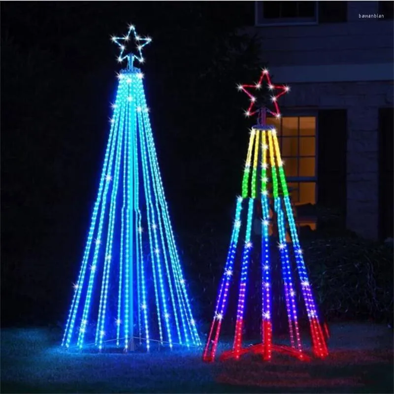 Kerstversiering 2023 Geanimeerde Lichtshow Kegel Boom Led Tuin Licht Lichtslingers Waterdicht IP44 Thuis Xmas Outdoor Decoratie