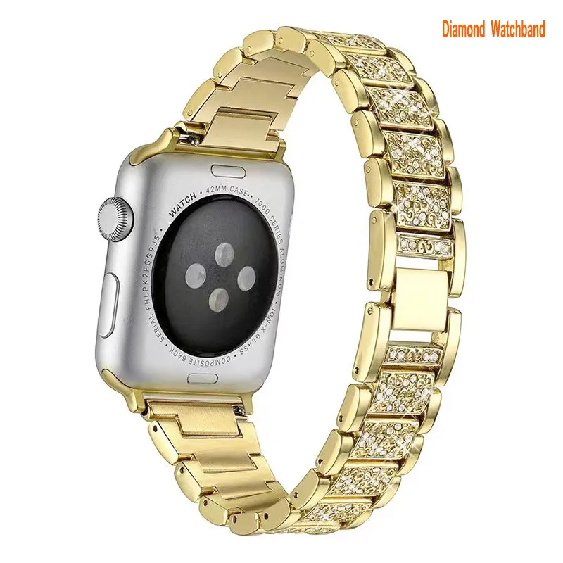 Rhinestone Luxury Diamond Straps Stainless Steel Replacement Bands for Apple Watch 38mm 40mm 41mm 42mm 44mm 45mm 49mm Ultra Series 8 7 6 5 4 3 2 1 SE watchbands