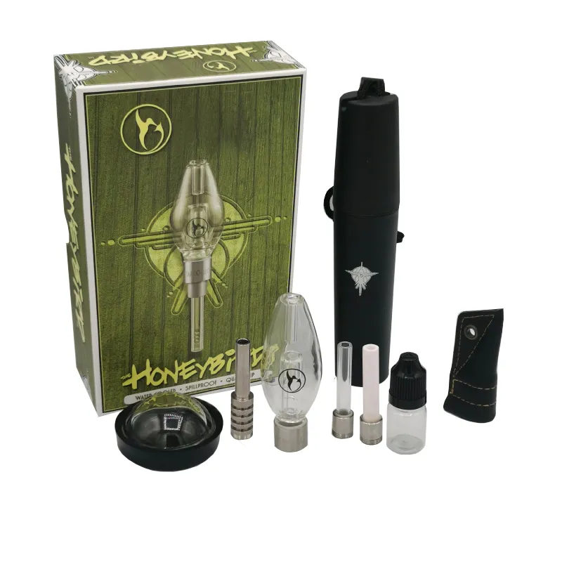Honeybird Glass Dab Kit Трубка для курения с 510 резьбой Кварцевые титановые керамические наконечники для ногтей Доступна нагревательная установка Dabber Продажа 1 шт.