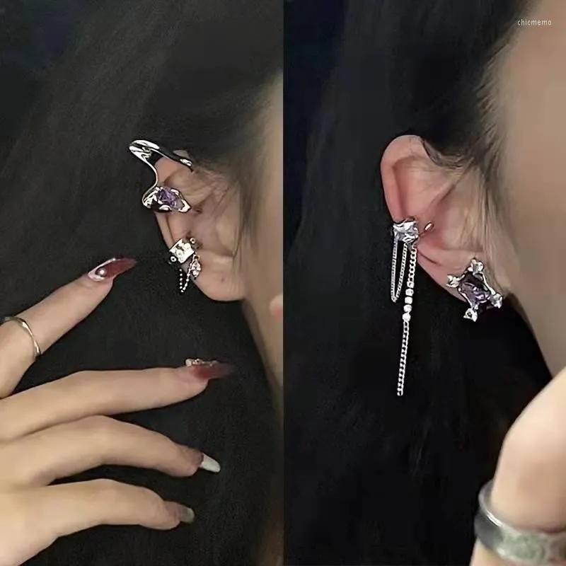 Backs Earrings Selling Irregular Design Ear Bone Clip Metal Tassel Stacked Personality Without Piercing