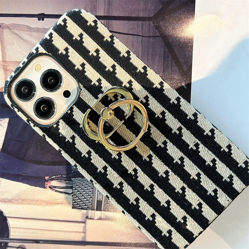 Gestickte Telefonh￼lle f￼r iPhone 14 plus iPhone13 Cover 12 11 Promax XS XR Designer Plaid Phonecase Shell