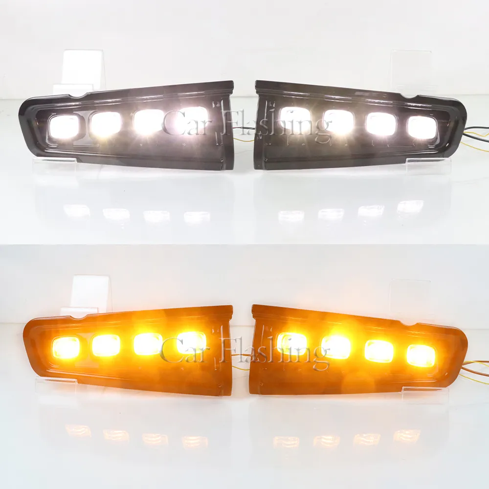 2Pcs DRL LED Daytime Running Lights For Ford Bronco 2021 2022 Fog Lights Front Bumper Lights with Dynamic Turn Signal Fog Lamp