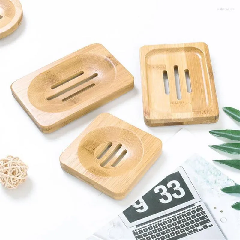 Soap Dishes Durable Tray Holder Storage Natural Bamboo Dish Environmental Wooden Rack Cover Plate Box Container For Bathroom
