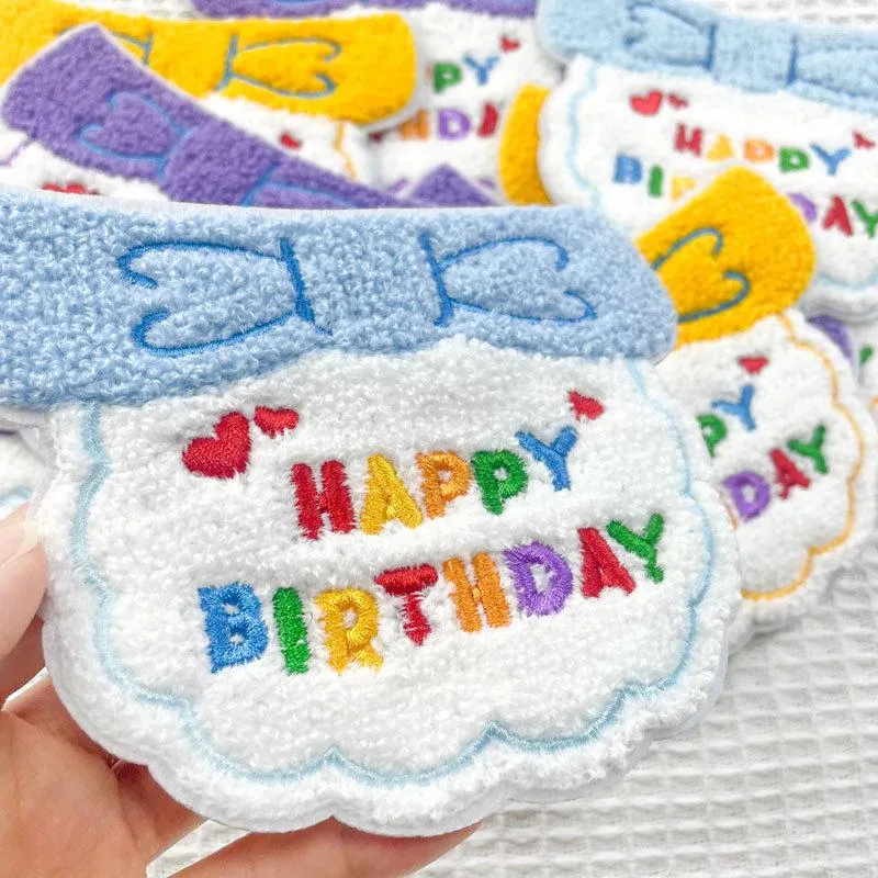 Dog Apparel Pet Birthday Decoration Scarf Cat Holiday Atmosphere Saliva Towel Triangle Handmade Embroidery Adjustable Size Collar