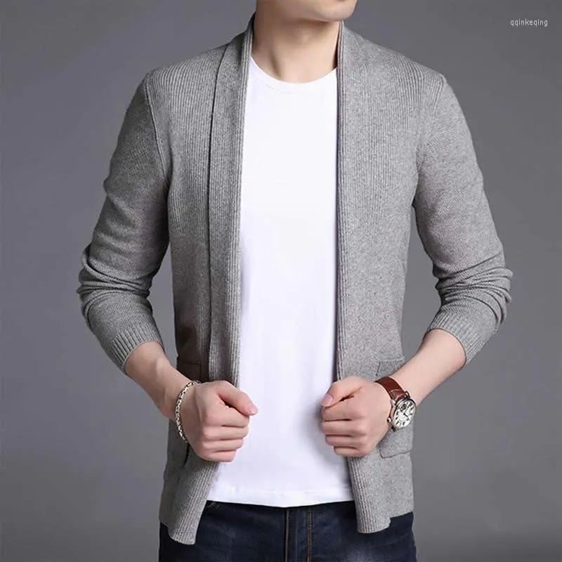 Men's Sweaters Men Shawl Collar Cardigan Knit Coats Spring Autumn Casual Solid Knitted Sweater Slim Fitted Tops Jacket Men's Clothing