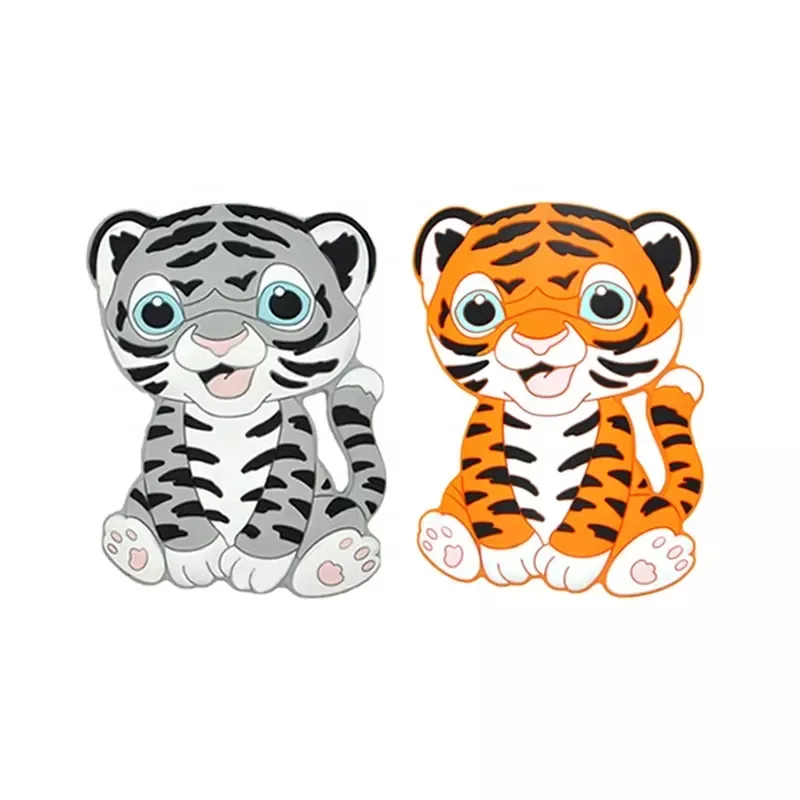 Baby Teethers Cute Tiger Animal Dentizione giocattolo BAP Free Food Grade Silicone Giocattoli da masticare Colorato neonato Accessorio motore orale