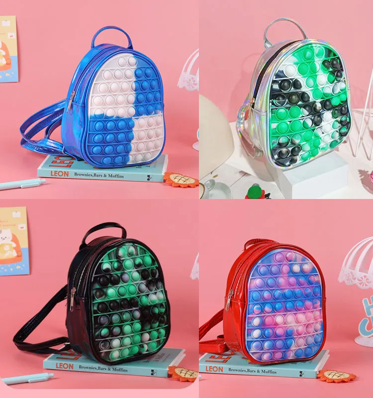Cajas de la computadora port￡til Mochila Purse Pop Shoulder Bag Fidget para ni￱os Puja Popper Popper Bubble sensorial juguete