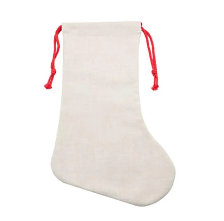DIY Sublimatie Blanco Tassen afdrukken Linnen Kousen Kerstmis Decoratie Socks Halloween Advertising Drawtring Sock Santa Sack Large Gift Personaliseerde SN55