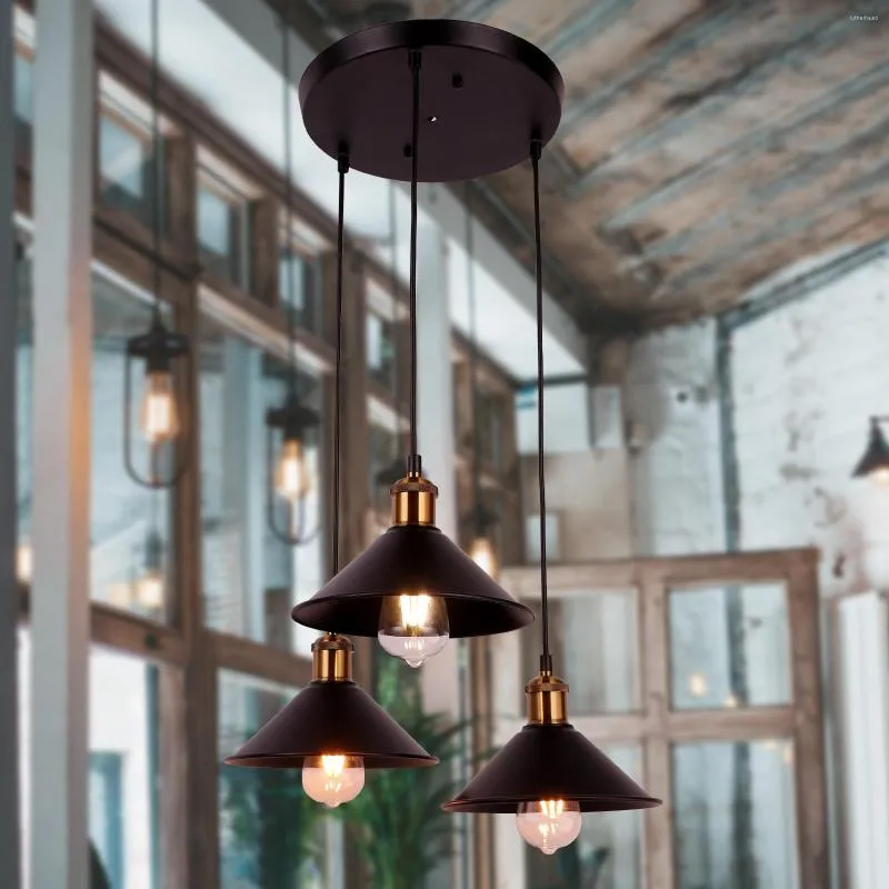 Pendelleuchten, moderne Retro-LED-E27-Edison-Kombination, 3-Kopf-Kronleuchter für Loft-Schlafzimmer, Nachttisch, Bar, Restaurant, Wohnzimmer, Innenbeleuchtung