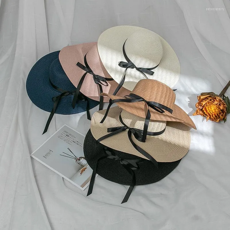 Wide Brim Hats Female Simple Foldable Floppy Girls Straw Hat Beach Summer UV Protect Travel Cap Lady Sun For Women From 7 43 DHgate