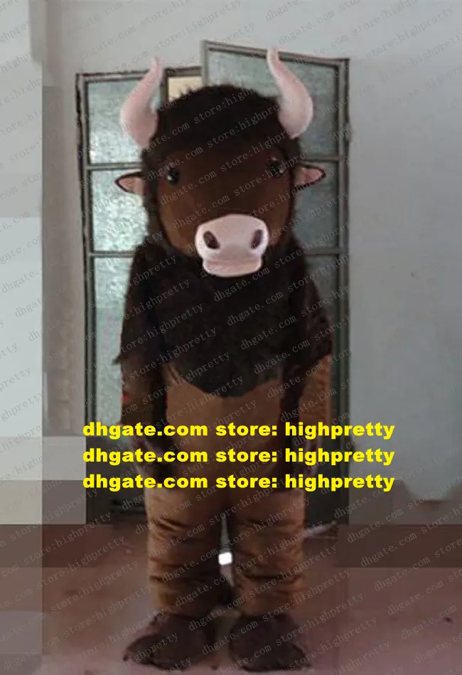 Costume de mascotte juste Buffle à eau brun foncé Kerbau Bison Boîte sauvage Cabrimage de bétail Carrise de dessin animé CHORD FUR FUR PORTE ZZ705