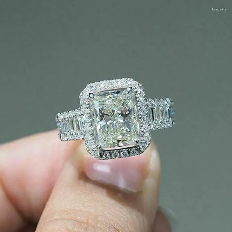 Cluster Ringen Vintage Lab Diamond Ring 925 Sterling Zilver Engagement Wedding Band Voor Vrouwen Bridal Promise Party Sieraden Gift