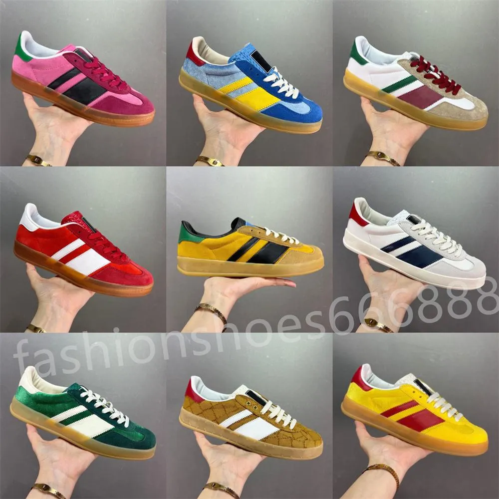 Hommes Italie Gazelle Casual Chaussures Femmes Blanc Plat En Daim Chaussure En Cuir Vert Bande Rouge Brodé Couples Velours Baskets Des Chaussures