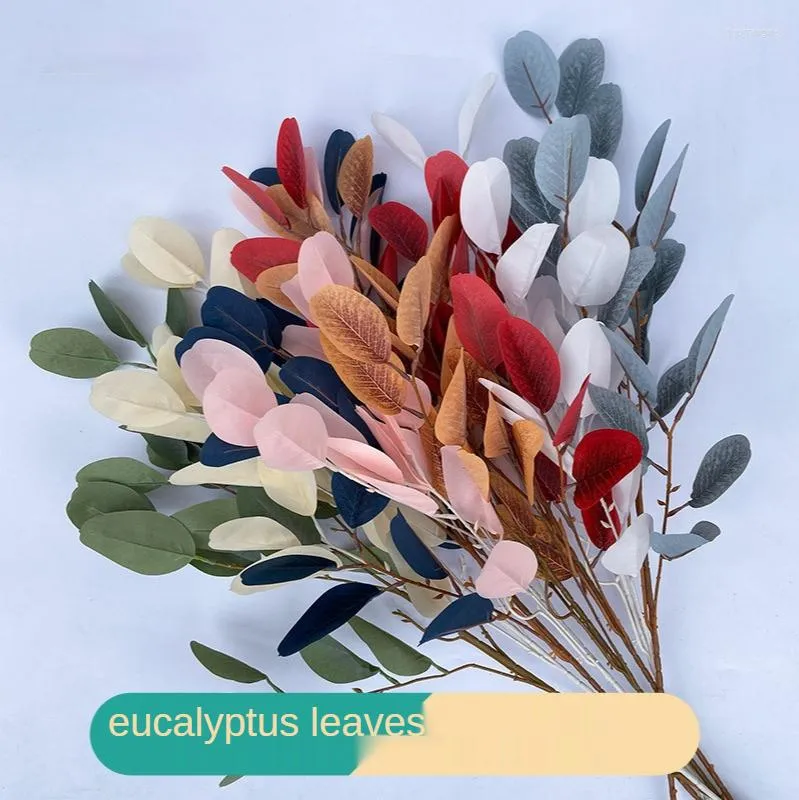 Fleurs décoratives 100cm feuilles d'eucalyptus artificielles à hautes branches et plantes vertes