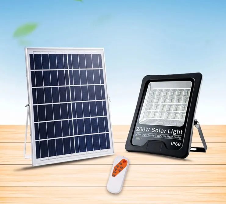 Solar Flood Lights Panel 50 W 100W 200W IP65 Wodoodporny oświetlenie światło ogrodowe