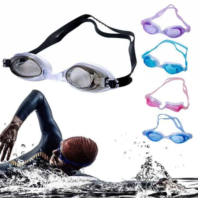 Goggles Profesyonel Yüzme Gözlükleri Unisex Anti-Fog Su Geçirmez Anti-Ultraviyole Geniş Görünüm Alanı Ayarlanabilir Gözlükler L221028