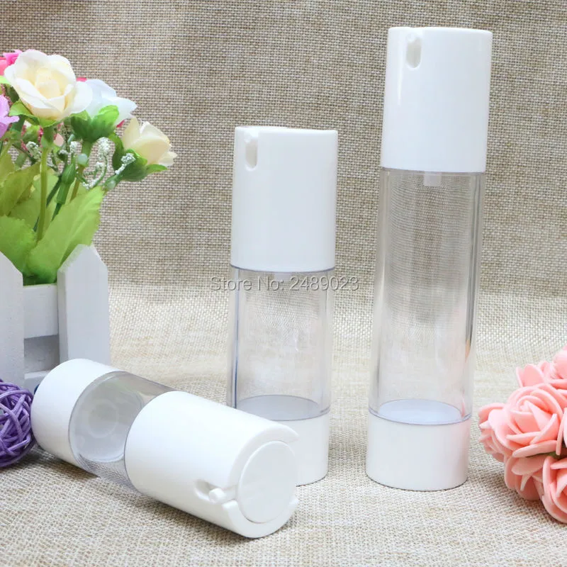Yüksek dereceli 30ml 50ml beyaz losyon doldurulabilir şişe plastik pompa şişe temizleyici kozmetik kaplar 120pcs/lot