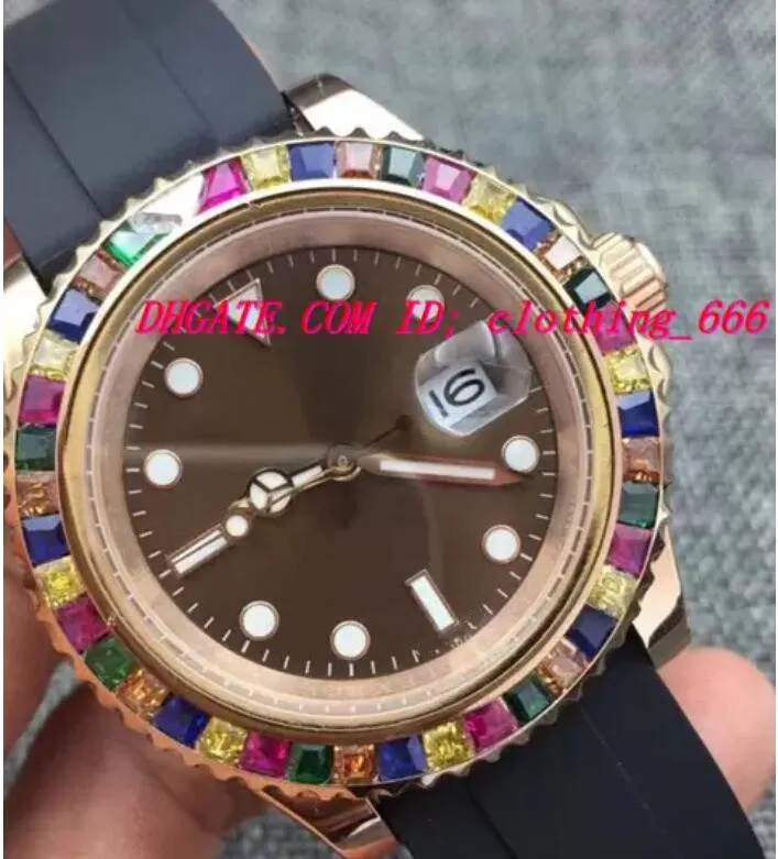 2 Style Luxury Watch Men Rose Gold RAINBOW Diamond 116695SATS NEW Rubber Bracelet Automatic Fashion Men's Watchs Wristwatch