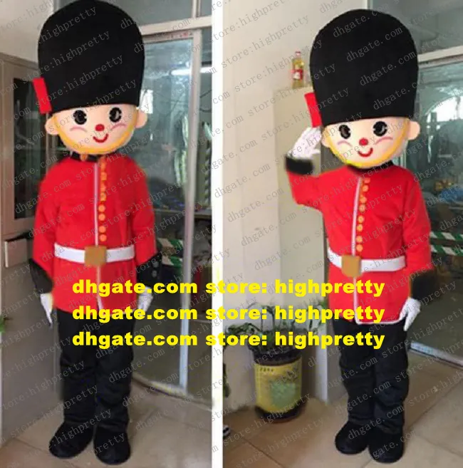 Manful Mascot Costume Red Soldier Ented Man Ranker Privat Tecknad karaktär Mascotte Adult Red Overcoat Black Hat No.zz2324