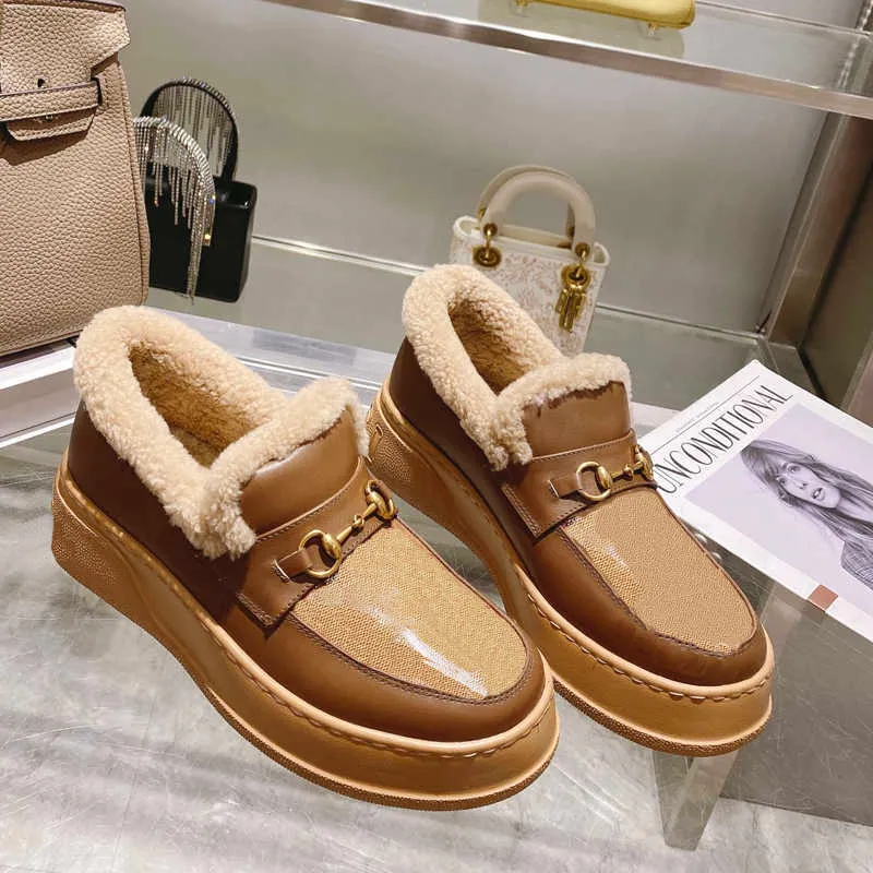 Luxury Designer Black Platform Slipper lamoda boots for Women Soft Comfortable Sheepskin Plush Fluff Collar Cotton Shoe NO426