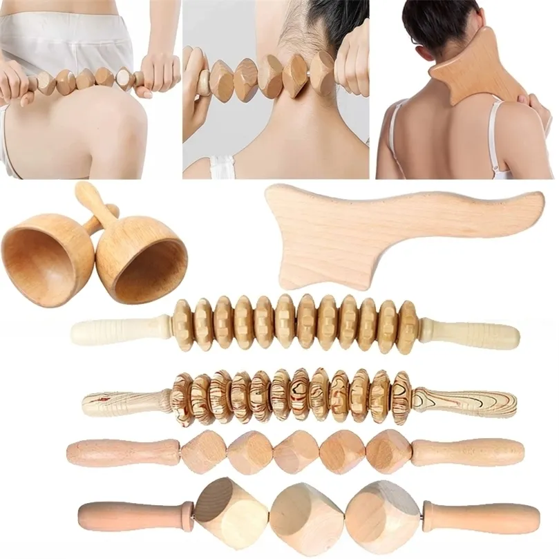 Full Body Massager Wooden Lymphatic Drainage Wood Therapy Massage Tools maderoterapia Colombiana Anti Cellulite Roller 221101