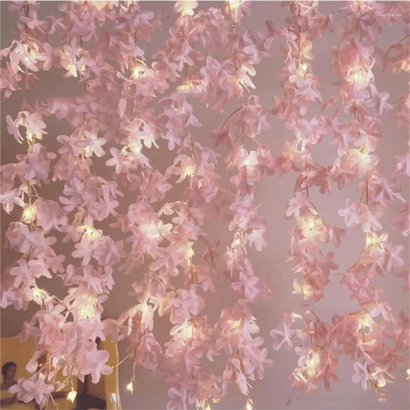 Strängar 6x0,6 m konstgjorda siden Cherry Blossom Window Curtain Fairy Light Outdoor Christmas Garland Icicle For Wedding Wall Decor