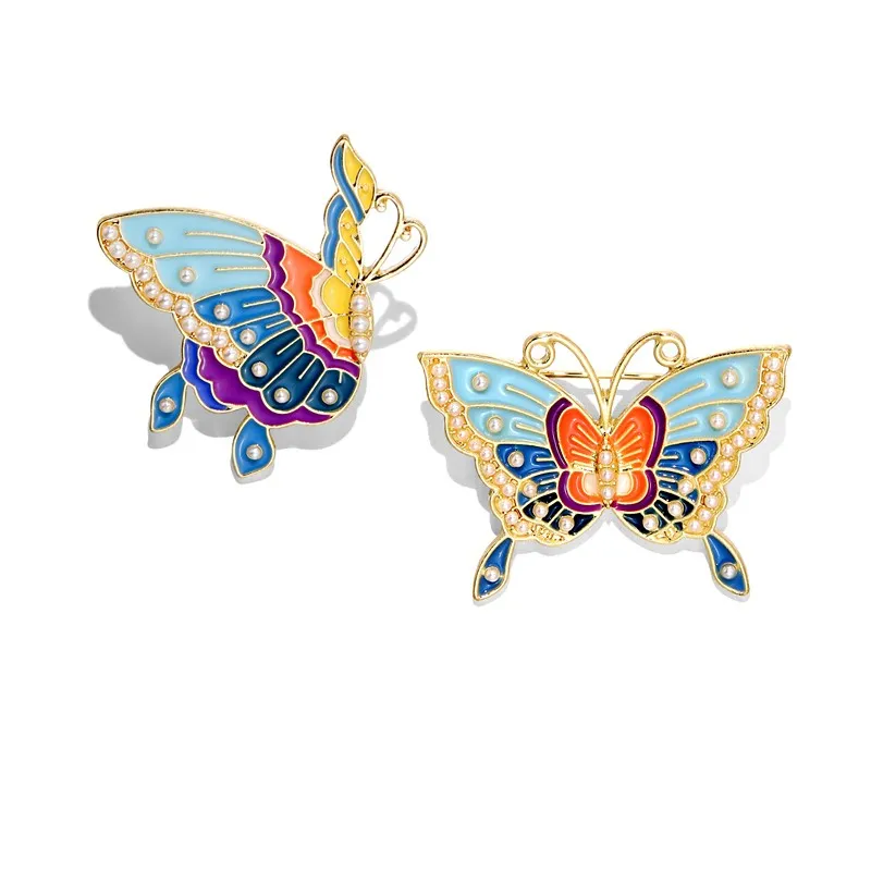 Spille a farfalla con perle vintage in smalto cinese per abbigliamento donna Accessori moda Spille per animali colorati di fascia alta