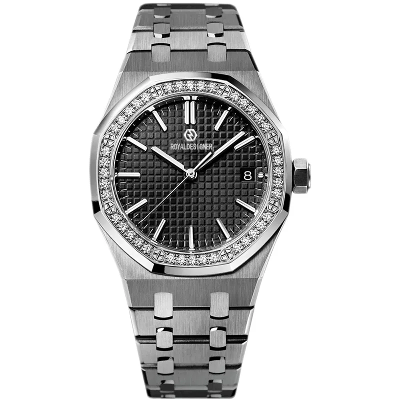 Shine Debut Fashion All-match Diamond Watch Men's Diamond Watch Automatische beweging All roestvrij staalbedrijfstijl