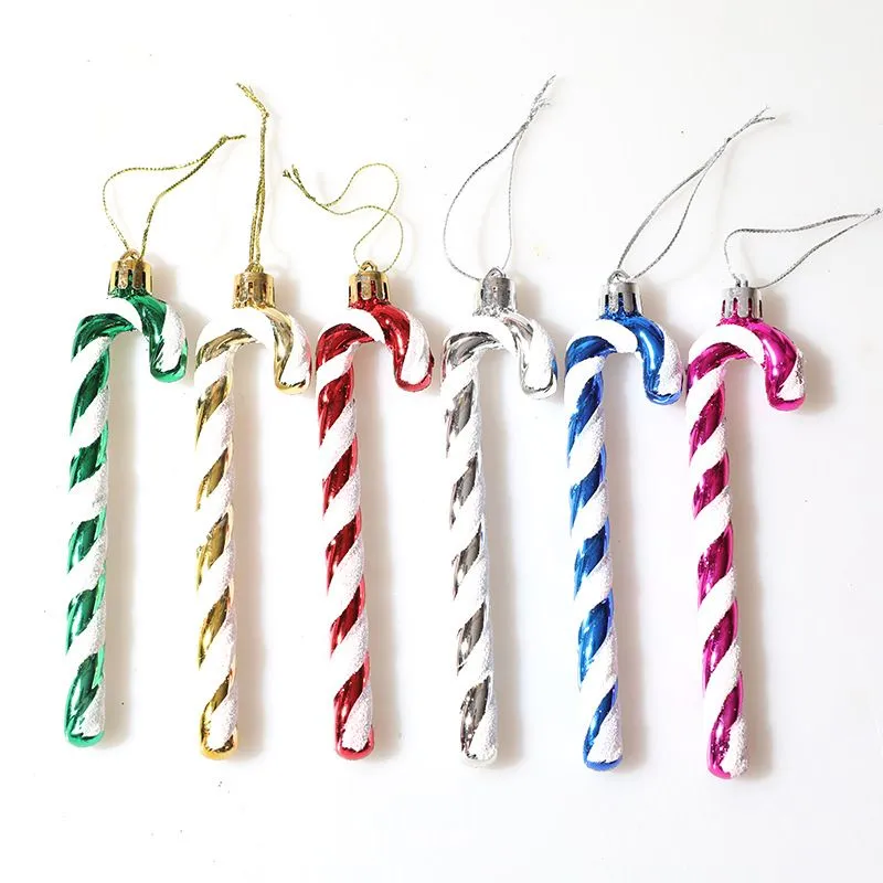 Christmas Plastic Candy Cane Glitter Xmas Tree Hanging Ornaments for Holiday Party Decoration gynnar RRA450