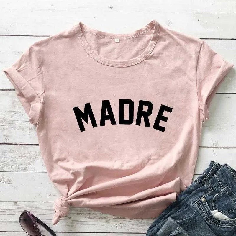 Madre T-Shirts Spanische Mutterhemden Muttertags-T-Shirt für Damen, trendig, lässig, Vintage