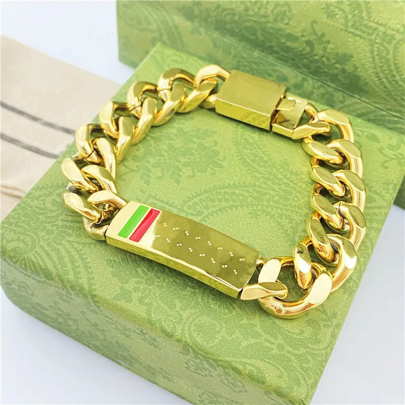 Rode en groene balken dubbele letter agressieve Bangle Titanium staal ontwerper voor dames heren luxe sieraden geschenken vrouw meisje goud zilver rosé goud groothandel niet vervagen