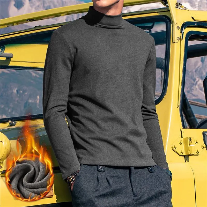 Men's Sweaters WEIRDO Men's Casual Slim Fit Basic Turtleneck Knitted Sweater High Collar Pullover Male Double Autumn Winter Tops