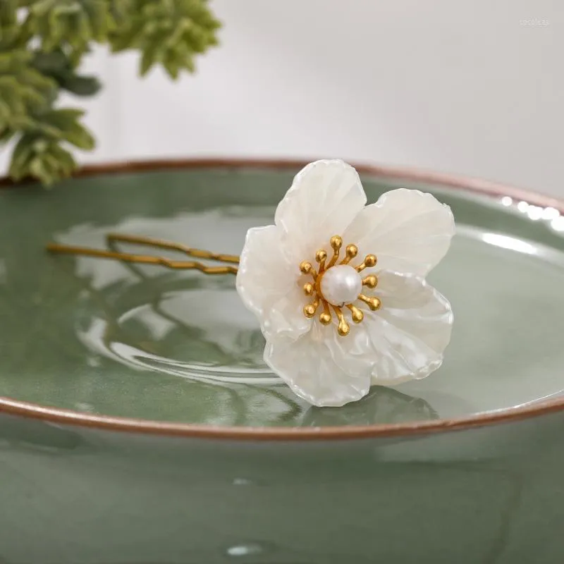 Pinces à cheveux 2/3/5 pièces bâtons épingles à cheveux délicates à la main fleur blanche coiffes pour femmes filles mariée Noiva bijoux de fête de mariage