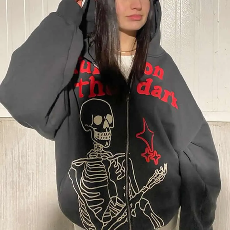 DHgate.com:Mens Oversized Gothic Skeleton Hoodie, Y2k Emo