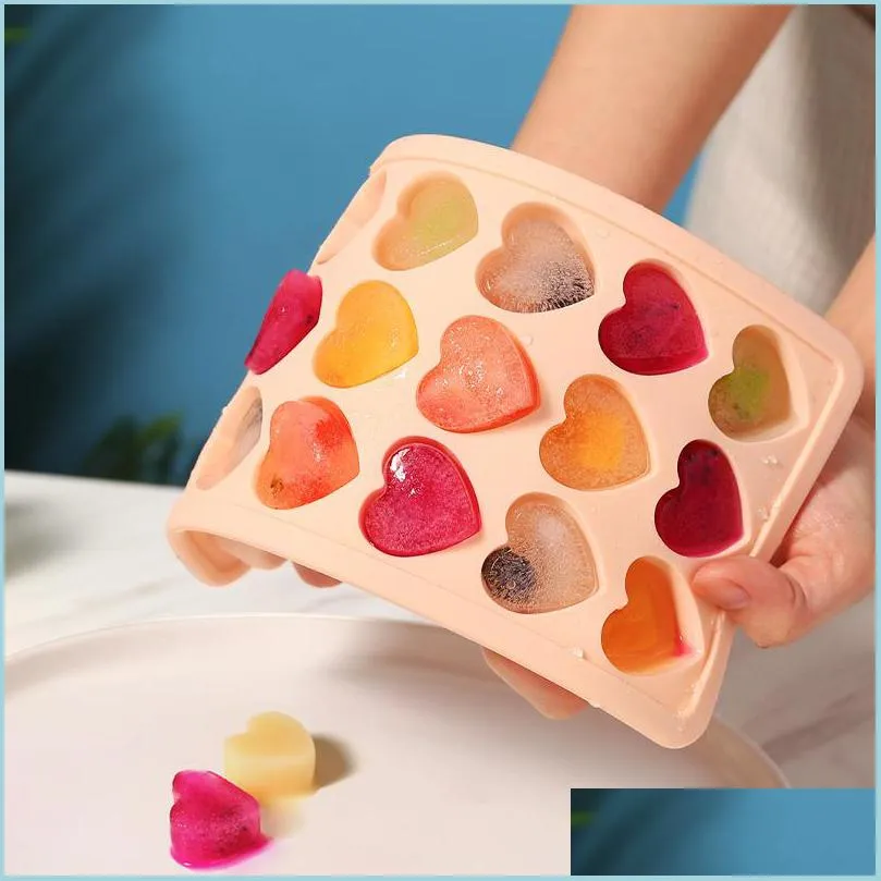 Glassverktyg 21cell Sile Cube Heart Form Tray Hushåll Mögelplastislåda med lock Kök bar Tillbehör 220610 Drop Delive Dhrem