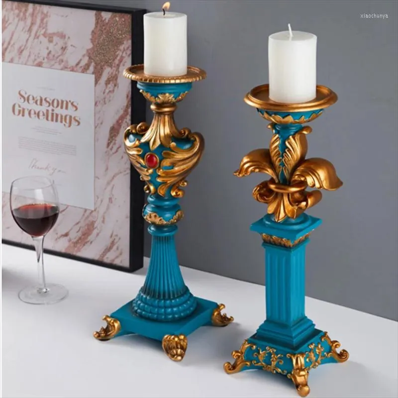 Candle Holders European Exquisite Resin Candlestick Home Display Furniture Design Wedding Decorations Living Room Ornament Candlestic