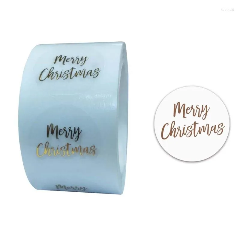Emballage cadeau 500 pièces/rouleau rond feuille d'or transparente joyeux Noël autocollants sceau étiquette pour timbre enveloppes cartes Invitations paquets décor