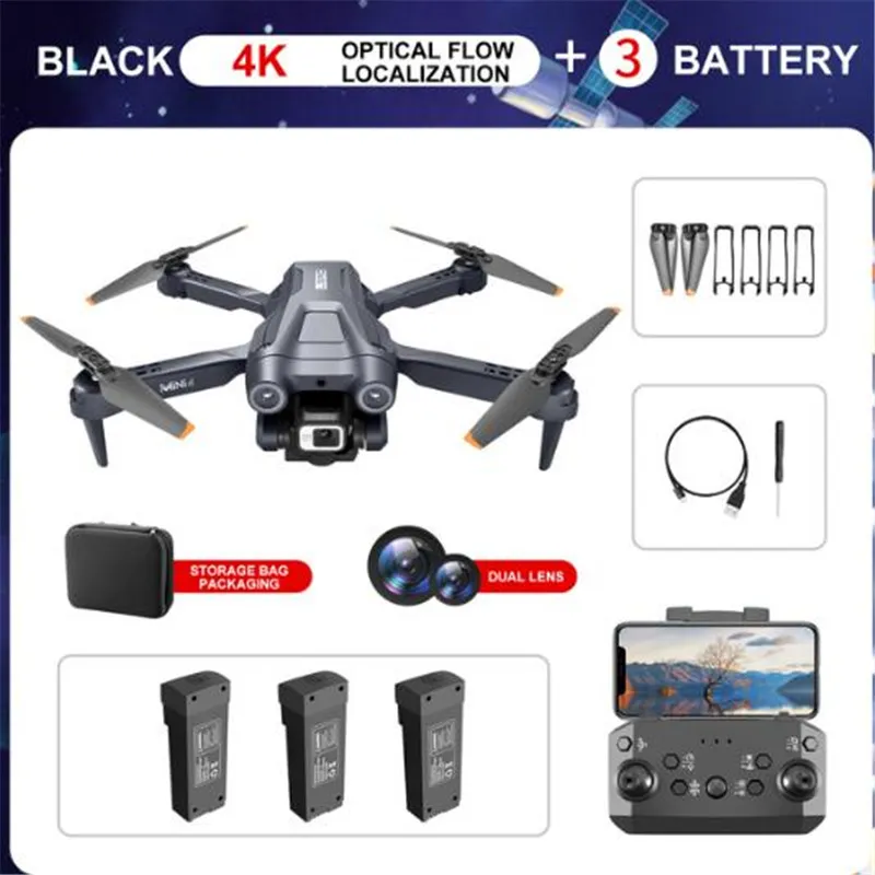 Newst Mini4 Drone Dual Camera Flow Optical Esc HD 4K Aerial Photial Photography Groknaning Thanksing Four Axis RC Aircraft Toy