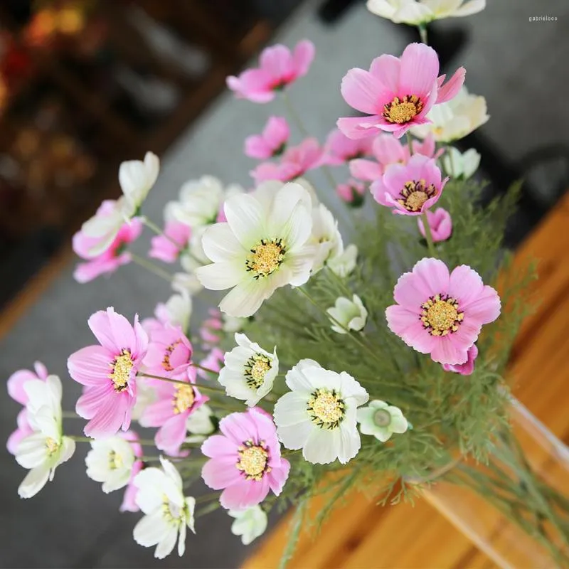 装飾的な花6ヘッドdiyリビングルームのための人工美しい偽の花の家の装飾庭の結婚式の装飾枝63cm