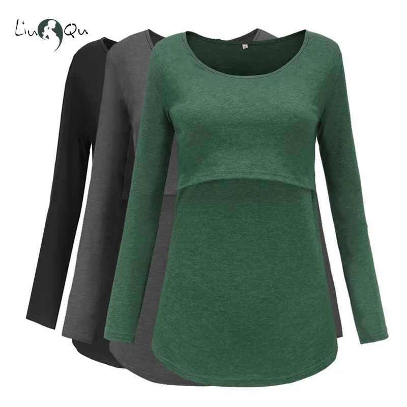 Sleep Lounge LIU QU Top d'allaitement Vêtements de maternité Casual Femmes enceintes T-shirt Grossesse Vêtements pour femmes Plus Taille S-XL Automne Hiver 221101