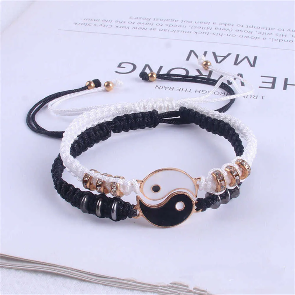 Nya b￤sta v￤narmband f￶r 2 matchande yin yang justerbar sladdarmband f￶r bff v￤nskap relation pojkv￤n tjejfr link1