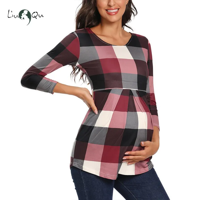 Sleep Lounge Fashion Maternity Tops Women Graviditet Casual Long Sleeve T-Shirts Tees For Pregna Elegant Ladies Top Clothings 221101