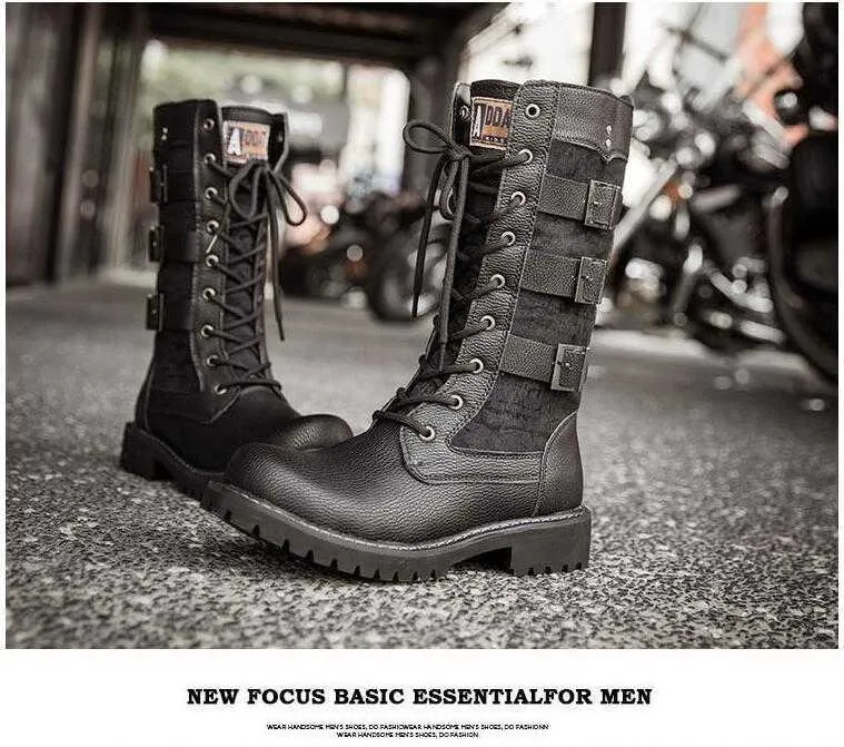 Boots good Cool Skull Combat Army Men Boots Punk Goth Biker Men