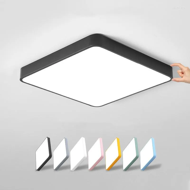 Plafoniere Quadrate Luce LED Lampada moderna Soggiorno Apparecchio di illuminazione Camera da letto Cucina Montaggio superficiale Pannello da incasso Telecomando