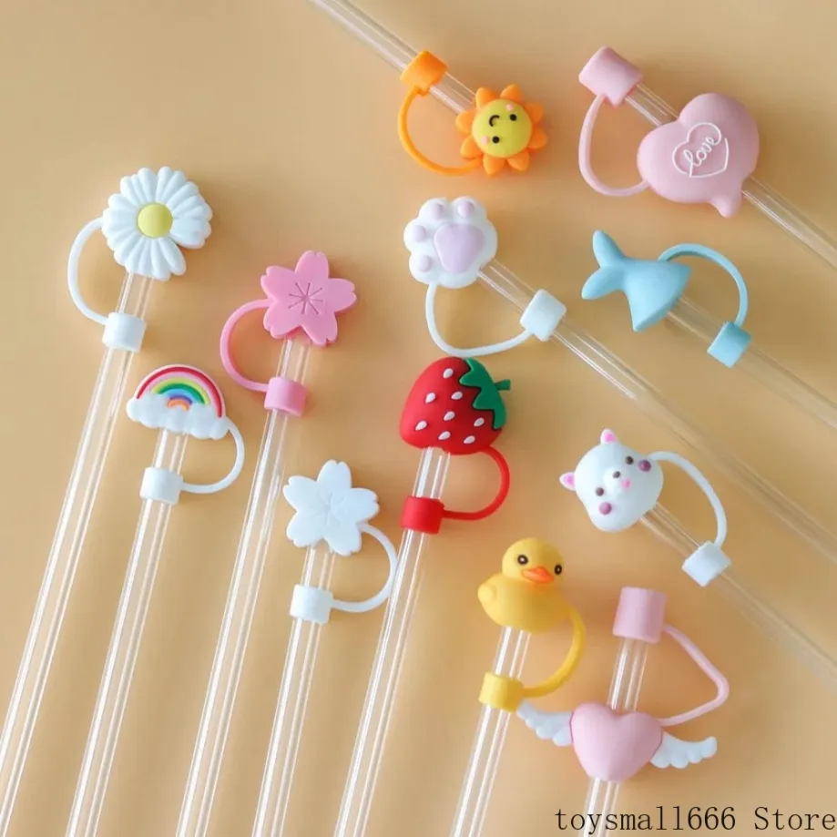 Creative Silicone Straw Tips Cover Reusable Drinking Dust Cap Splash Proof Plugs Lids Anti-dust Tip Rainbow Cat Paw For 6-8mm Straws FY4982 SS1102